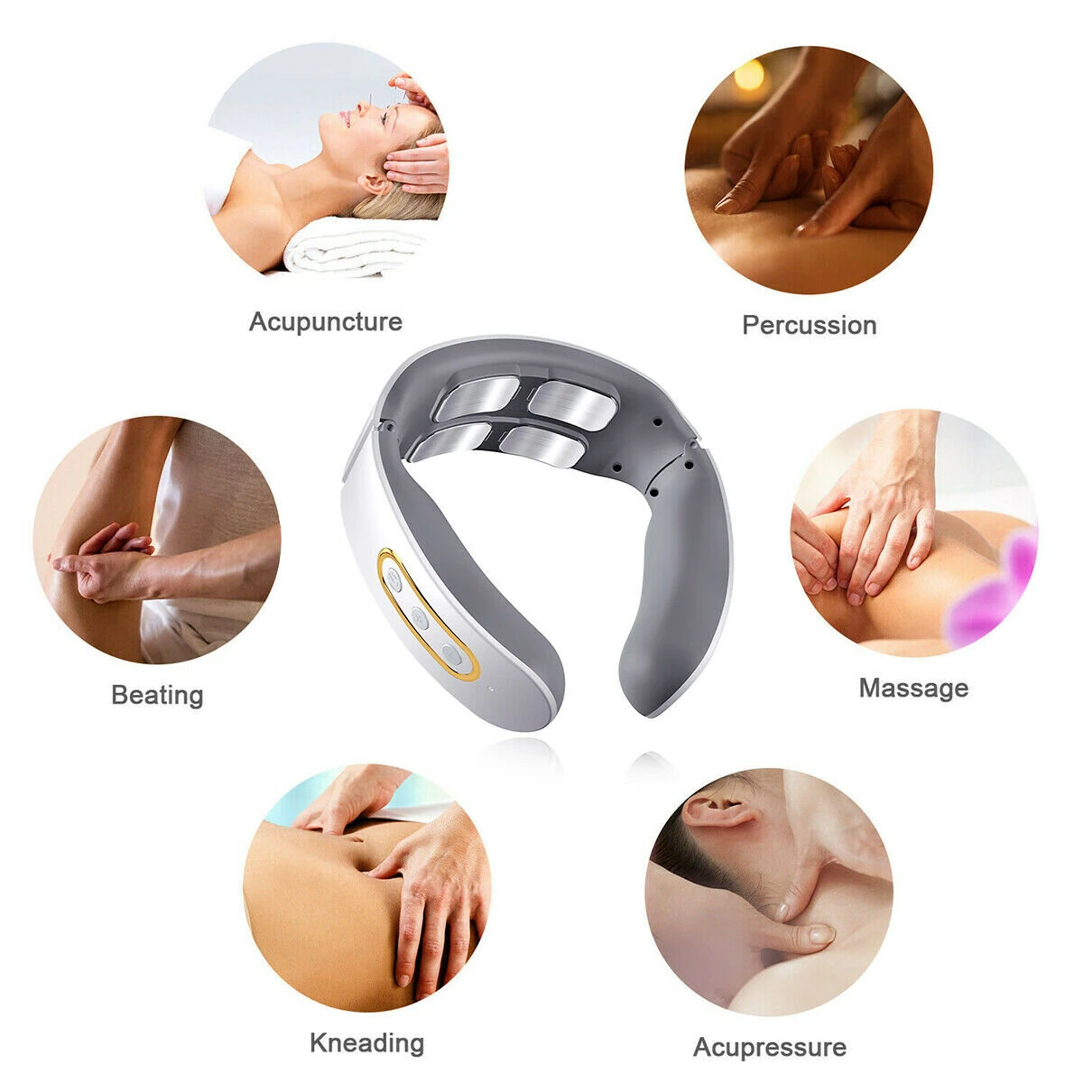 (image for) CHIGO 4-Head Neck Massager TENS Muscle Neck Massager Wireless Electric Neck Massager Device 6 Massage Modes 9 Strength Levels