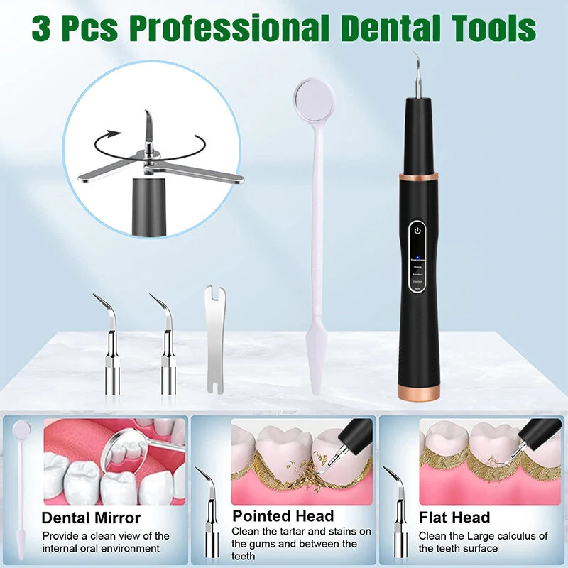 (image for) Ultrasonic Electric Dental Tooth Cleaner Cleaning Oral Irrigator Kit for Teeth Stains Plaque/Teeth Whitening/Teeth Cavity